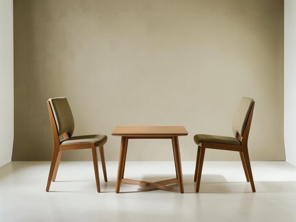 Duas cadeiras frente a frente com uma mesa de madeira, imagem simbólica da consulta